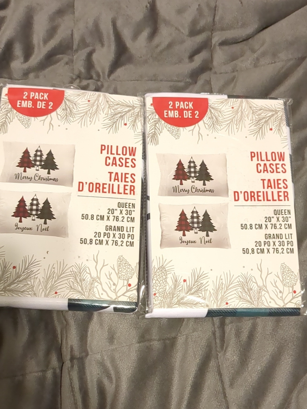 🎄 Holiday Pillow Cases 2-Pack - Beige with Tree Design